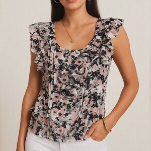 Express flowy chiffon ruffle/ bubble top ❤️